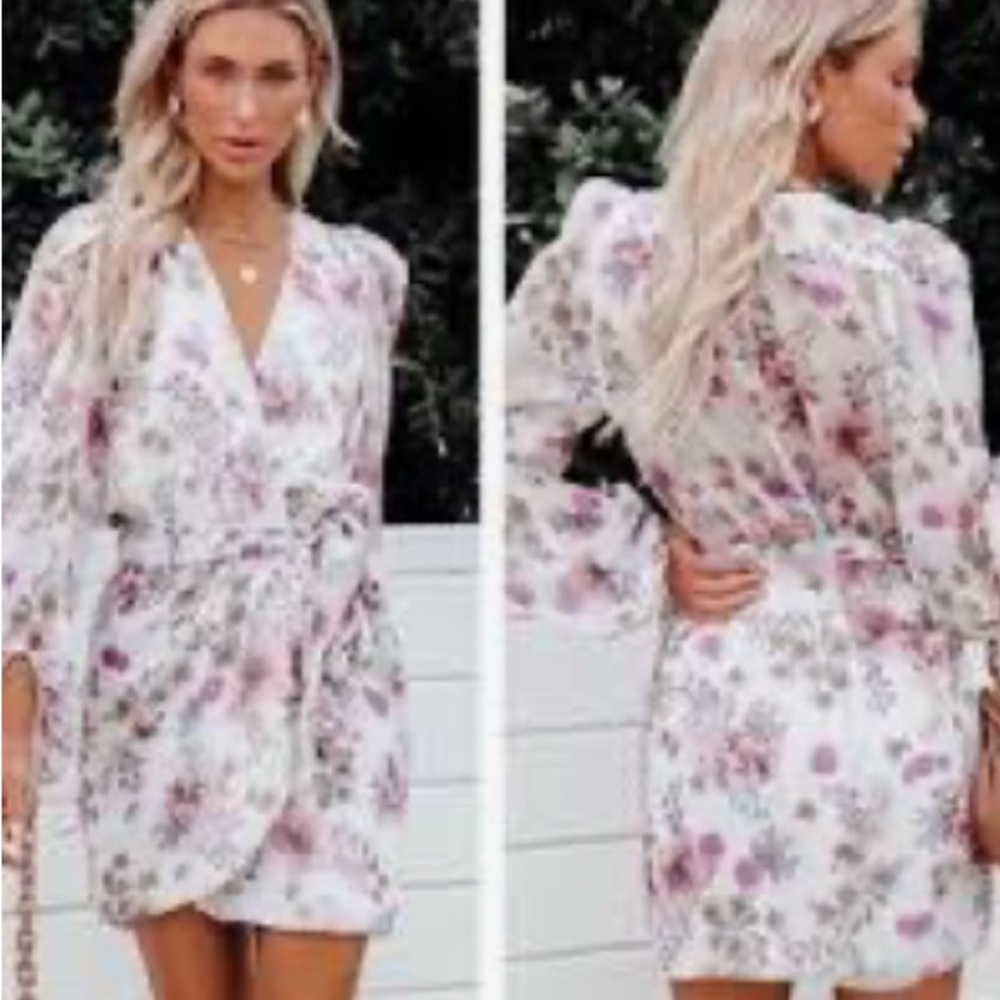 VICI Avant Floral Chiffon Wrap Dress